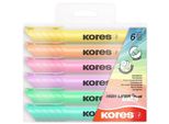 Kores TM36060 Evidenziatore Kores "High Liner Plus"", Colori Pastello, Confezione Da 6 Pz"