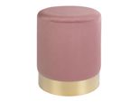 Pouf Gavin, Poggiapiedi Rosa Con Bordo Color Ottone.