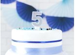 Candela Di Compleanno Numero 5 Con Glitter 7Cm Argento