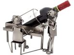 Brubaker Portabottiglie Duo Con Cantante Al Pianoforte - Portabottiglie In Metallo Con Biglietto D'auguri Per Regalo Vino