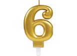 Candela Di Compleanno Oro 6 /Altezza 9,3 Cm/