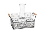 Excellent Houseware Set Per Servire Bevande Analcoliche, Vetro/Metallo, 30X17 Cm, Trasparente/Nero