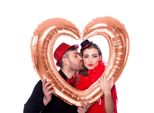 Cornice In Foil A Forma Di Cuore In Palloncino Oro Rosa 80X75Cm