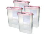 Barattoli Con Coperchio Da 2,8 Litri (Confezione Da 4 / Rosa Antico), Contenitore Ermetico Per Alimenti Sfusi Senza Bpa, Set Di Contenitori Per Alimenti - Barattoli Per Alimenti Con Coperchio A Cerniera