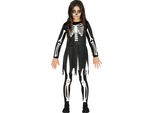 Scheletro Spettrale Avventura Bambini Halloween Abito Manica Lunga Motivi Osso Festa Carnevale Spaventoso Costume Fantasia Nero Scuro Bianco, Taglia: 98/104 Colore: Nero