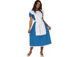 Fiaba Regina Costume Carnevale Blu Bianco Magico Mondo Avventura Libro Giorno Costume Moda, Taglia: 38 - 40 (M) Colore: Bianco