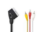 Cavo Scart | Scart Maschio | Scart Maschio | 3X Rca Maschio | Nichelato | Commutabile | 480P | 1,00 M | Rotondo | Pvc | Nero | Sacchetto Di Plastica