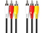 Cavo Video Composito | 3X Rca Maschio | 3X Rca Maschio | Nichelato | 480P | 5,00 M | Rotondo | Pvc | Nero | Sacchetto Di Plastica