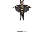 Halloween Scheletro Pipistrello Costume Bambini Cappuccio Ali Unisex Avventura Notte Divertimento Completo, Taglia: 128/134 Colore: Nero