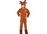 Costume Da Renna Per Bambini - Tuta Marrone Con Naso Rosso - Costume Di Natale Taglia 98-146, Taglia:98/104