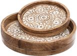 Set - Bestehend Aus 2 Tabletts "Ritual"" - Mangoholz - Atmosphera Interior Designer"