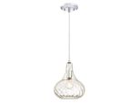 Lampada A Sospensione A Luce Singola In Vetro Martellato Cromo