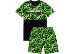 Minecraft - Pigiama Con Pantaloncini Per Bambini NS7115 (128) (Nero/Verde)