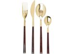 Set Di Posate, 16 Pezzi, 4 Persone, Acciaio Inox, Oro, Motivo Tartaruga - Mikasa