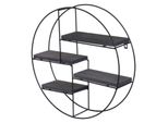 Scaffale A Muro HWC-K76, Scaffale Pensile Scaffale Galleggiante, 4 Ripiani Metallo Legno Massiccio Industriale 45X45X11Cm ~ Grigio Scuro