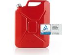 Oxid7® 1X Tanica Di Benzina In Metallo Da 10 Litri Con Beccuccio E Supporto Omologata Un Tanica Per Carburante Per Benzina, Diesel E Bioetanolo Rosso