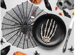 Tovaglietta Halloween Pipistrello Spaventoso Decorazione Scheletro Mano Avventuriero Festa Umore Arte Zucche Ragni Teschio Piume, Colore: Nero