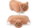 Brubaker Cuscino Peluche Gatto - Peluche E Cuscino 2 In 1 - 40 X 30 Cm Gatto Peluche, Marrone