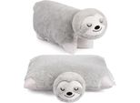Brubaker Cuscino Peluche Bradipo - Peluche E Cuscino 2 In 1 - 40 X 30 Cm Cuscino Animale Bradipo, Grigio