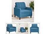 The Living Store Poltrona Blu 60 Cm In Velluto