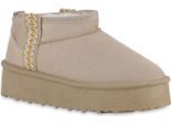 Van Hill Donna Stivali Invernali Foderati Caldi Stivaletti Scarpe Comode 840911, Colore: Beige, Taglia: 37
