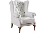 Chesterfield Wing Chair Poltrona Tappezzeria Televisione Ufficio Divano Vera Pelle CL-F3