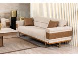 Divano A 3 Posti In Stile Divano Beige Soggiorno Design Moderno Rivestimento In Tessuto
