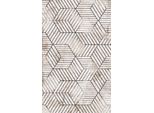 Tappeto Moderno A Pelo Corto Marrone Bianco Motivo Geometrico Soggiorno Corridoio