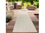 Tappeto Per Esterni Balcone Resistente Alle Intemperie A Trama Piatta In Tinta Unita In Beige Dimensioni - 80 X 250 Cm