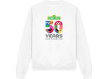 Sesame Street - Felpa "50 Anni"" Per Uomo/Donna Unisex TV20151 (Xl) (Bianco)"