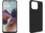 Per Motorola Moto G56 5G Silicone Tpu Protettivo Telefono Cellulare Caso Nero + 9H Vetro Temperato