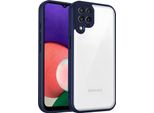 Custodia Per Samsung Galaxy A22 4G Cover Posteriore Trasparente Con Cornice In Tpu, Antiurto Blu