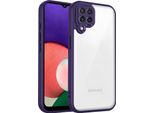Custodia Per Samsung Galaxy A22 4G Cover Posteriore Trasparente Con Cornice In Tpu, Antiurto Viola