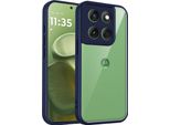 Custodia Per Motorola Edge 60 Stylus Cover Posteriore Trasparente Con Cornice In Tpu, Antiurto Blu