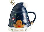 Tazza Da Caffè Natalizia Con Coperchio E Bastone Per Mescolare Babbo Natale Tazza In Ceramica Tazza Da Caffè Di Grande Capacità