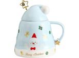 Tazza Da Caffè Babbo Natale In Ceramica Di Grande Capacità, Con Coperchio E Agitatore