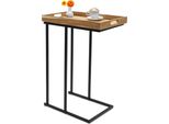2.03 Tavolino Da Divano A Forma Di C - Circa 45 X 28 X 60 Cm - Tavolino Decorativo Nero Con Vassoio In Legno Rimovibile