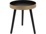 2.05 Tavolino In Legno Con Piano Rotondo In Naturale/Nero - Ca. Ø 38 Cm X 43 Cm - Tavolino Decorativo Per Divano
