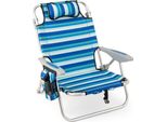 Costway Sedia Da Spiaggia Pieghevole, Sedia Da Campeggio Pieghevole Con Schienale Regolabile, Poggiatesta, Tasche Laterali, Borsa Termica, Spallacci E Braccioli