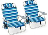 Costway Sedie Da Spiaggia Pieghevoli A 2 Posti, Sedie Da Campeggio Sedie Pieghevoli Con Schienale Regolabile, Poggiatesta, Tasche Laterali, Borsa Termica E Braccioli