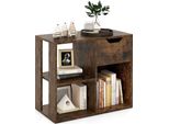 Libreria In Legno Costway, Scaffale A Cubo Con Cassetto E 3 Scomparti, Divisorio Per Ufficio, Scaffale In Piedi Per Soggiorno Camera Da Letto Ufficio 60X30X53 Cm Marrone