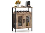 Costway Mobile Da Vino, Mobile Da Cucina Con Portabottiglie Estraibile E Portabicchieri Integrato, Cassettiera In Legno, Credenza, Portabottiglie, 60X34X79 Cm Marrone Chiaro