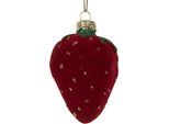 Tag Natalizia Clayre & Eef Fragole 6X5X8 Cm Vetro Rosso