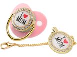 Succhietto Per Neonati Da 6 A 18 Mesi Integrato In Silicone Bpa Free Bling Con Clip Rosa