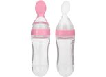 90 Ml Biberon In Silicone Per Bambini Con Cucchiaio Cibo Fresco Cereali Seeze Alimentatore Rosa