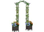 Costway Arco Di Rose 2 In 1, 250 Cm, Traliccio Con Fioriera, 2 Fioriere Su Rotelle E Fori Di Drenaggio, Arco Da Giardino In Metallo, Arco (Nero)