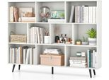 Costway Libreria Con Scomparti, Scaffale In Piedi Con 3 Livelli E Gambe In Legno, Scaffale A Cubo Alto 107 Cm, Scaffale Per Ufficio, Scaffale Per Camera Da Letto (140 Cm)