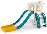 Scivolo Per Bambini Costway, Scivolo Per Bambini 6 In 1 Con Canestro Da Basket, Telescopico, Portaoggetti E Gradini Antiscivolo, Parco Giochi Per Bambini, Per Bambini 1 + (Giallo + Verde)
