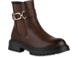 Van Hill Donna Stivali Biker Leggermente Foderati Scarpe Con Suola Profilata 841324, Colore: Marrone, Taglia: 37