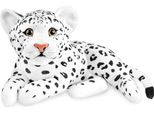 Brubaker Leopardo - Peluche Da 30 Cm - Peluche Per Bambini - Peluche Per Grandi Gatti Sdraiati - Peluche Per Bambini, Bianco